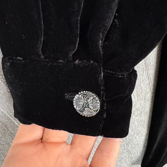 90s Vintage Kamellia by Desire Black Silk Blend Velvet Long Sleeve Mini Dress - Picture 7 of 11